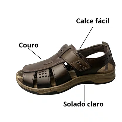 Sandália Pegada Masculino Cravo Couro 