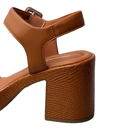 Sandália Piccadilly Feminina Ocre Salto Bloco 