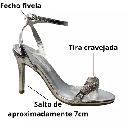 Sandália Via Marte Feminina Prata Salto Fino 