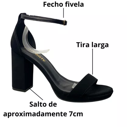 Sandália Via Marte Feminina Preto Salto Bloco 