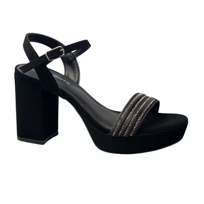 Sandália Via Marte Feminina Preto Tira Cravejada 