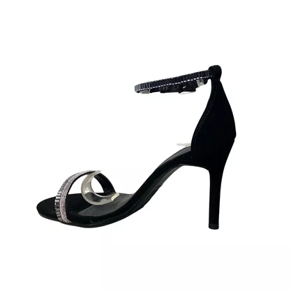 Sandália Via Marte Feminina Preto Tira Cravejada 