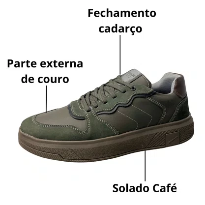 Sapatênis Ferracini Masculino Chumbo Couro 