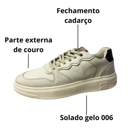 Sapatênis Ferracini Masculino Off White Couro 