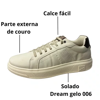 Sapatênis Ferracini Masculino Off White Couro 