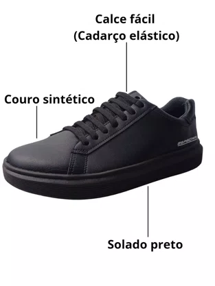 Sapatênis Pgd Masculino Cardaço Elastico Preto