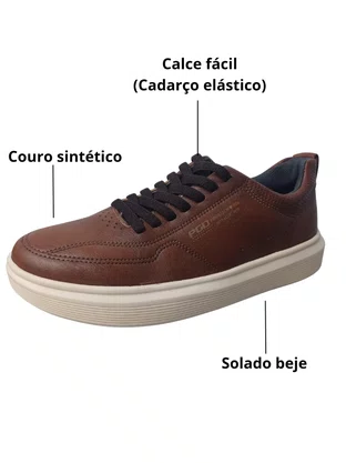 Sapatênis Pgd Masculino Pinhao Cadarço Elastico 