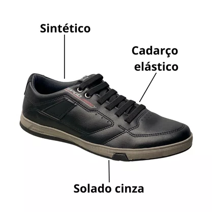 Sapatênis Pgd Masculino Preto Calce Fácil 