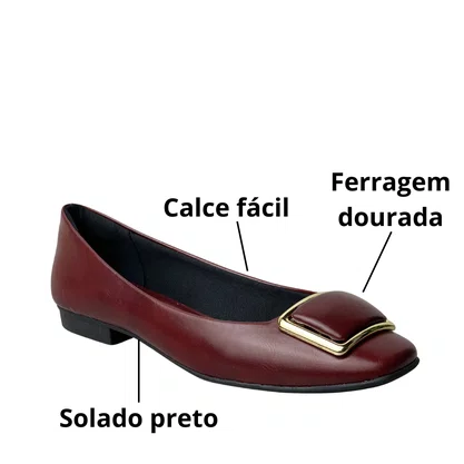 Sapatilha Helena Be Feminina Hibisco Ferragem Dourada 