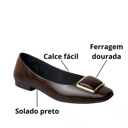 Sapatilha Helena Be Feminina Rocha Ferragem Dourada 