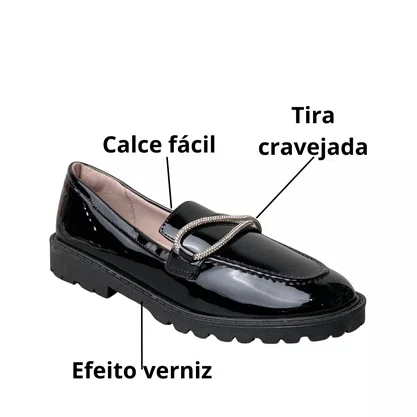 Sapatilha Mini Sua Cia Infantil Feminina Preto Tira Cravejada