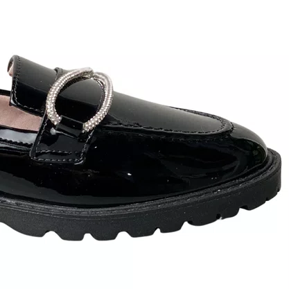 Sapatilha Mini Sua Cia Infantil Feminina Preto Tira Cravejada