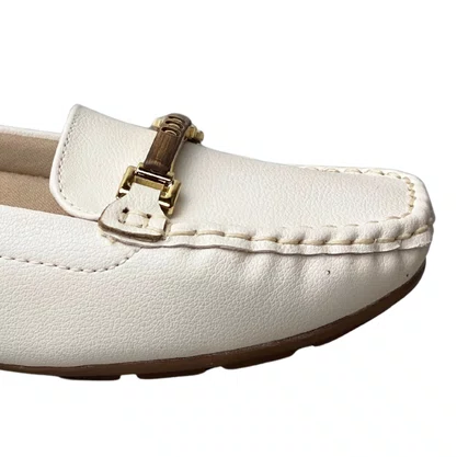Sapatilha Modare Feminina Branco Off Ferragem Dourada 