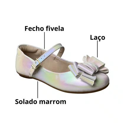 Sapatilha Molekinha Infantil Feminina Branco Off Holográfico
