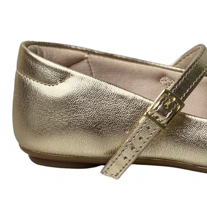 Sapatilha Molekinha Infantil Feminina Dourado Laço 
