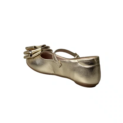 Sapatilha Molekinha Infantil Feminina Dourado Laço 