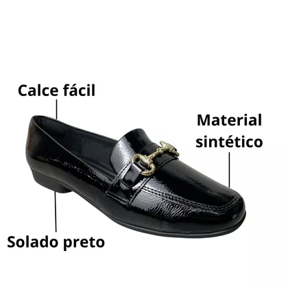 Sapatilha Piccadilly Feminina Preto Ferragem Dourada 