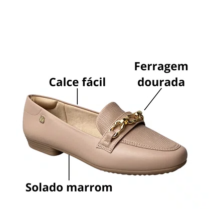 Sapatilha Santinelli Feminina Antique Ferragem Dourada