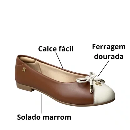 Sapatilha Santinelli Feminina Marfim Laço 