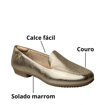 Sapatilha Santinelli Feminina Ouro Light Calce Fácil 