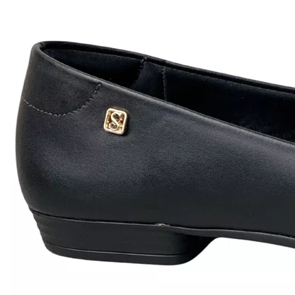 Sapatilha Santinelli Feminina Preto Ferragem Dourada 