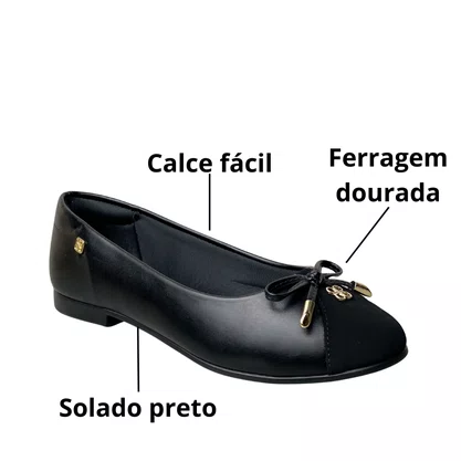 Sapatilha Santinelli Feminina Preto Laço 