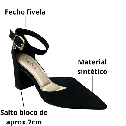 Sapato Bebecê Feminino Preto Fecho Fivela 