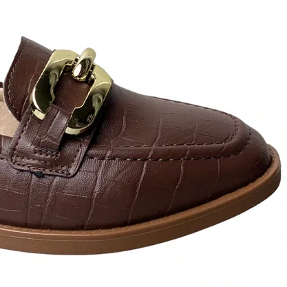Sapato Beira Rio Feminino Chocolate Ferragem Dourada