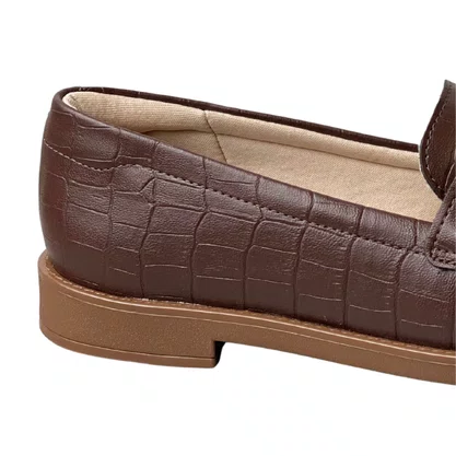 Sapato Beira Rio Feminino Chocolate Ferragem Dourada
