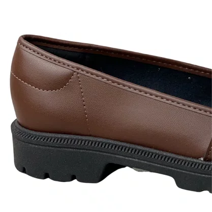 Sapato Beira Rio Feminino Conhaque Ferragem Dourada 