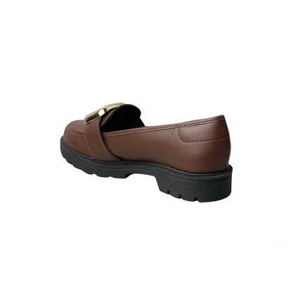Sapato Beira Rio Feminino Conhaque Ferragem Dourada 