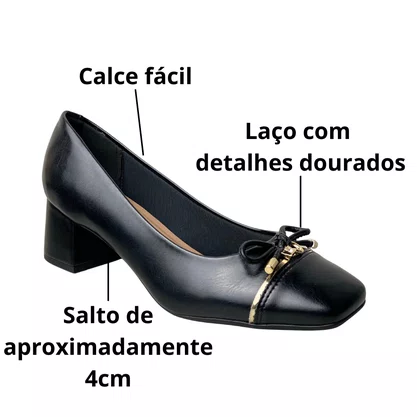 Sapato Beira Rio Feminino Preto Laço 