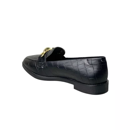 Sapato Beria Rio Feminino Preto Ferragem Dourada 