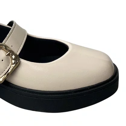Sapato Mississipi Feminino Marfim Fecho Fivela