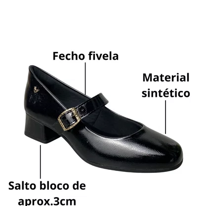 Sapato Mississipi Feminino Preto Fecho Fivela 