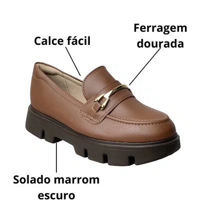 Sapato Modare Feminino Avela Ferragem Dourado 
