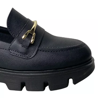 Sapato Modare Feminino Preto Ferragem Dourada 