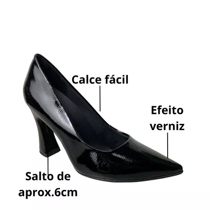 Sapato Piccadilly Feminina Preto Bico Fino 