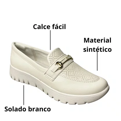 Sapato Piccadilly Feminino Off White Calce Fácil 