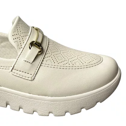 Sapato Piccadilly Feminino Off White Calce Fácil 