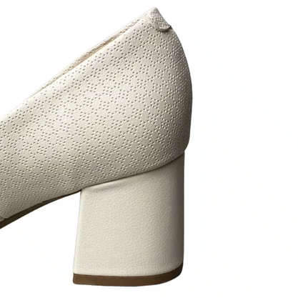 Sapato Softli Feminino Off White Salto Bloco 