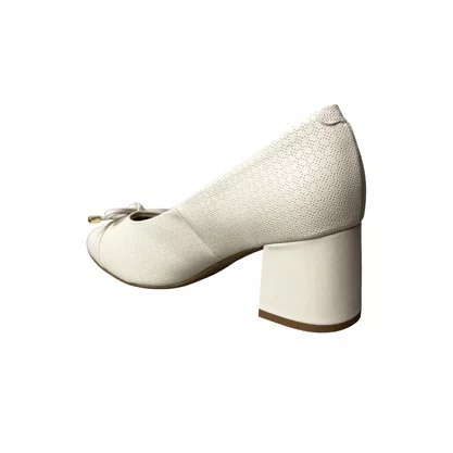 Sapato Softli Feminino Off White Salto Bloco 