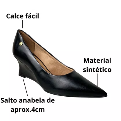 Sapato Vizzano Feminino Preto Bico Fino 