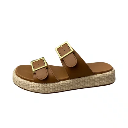 Tamanco Vizzano Feminino Camel Fivela Dourada 