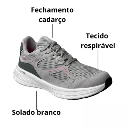 Tênis Actvitta Feminino Cinza Cadarço 