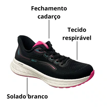 Tênis Actvitta Feminino Preto Cadarço 