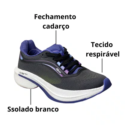 Tênis Actvitta Feminino Preto Cadarço 