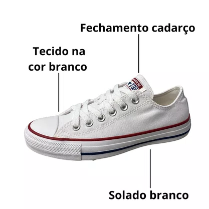 Tênis All Star Feminino Branco Fechamento Cadarço 