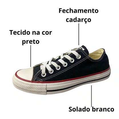 Tênis All Star Feminino Preto Fechamento Cadarço 