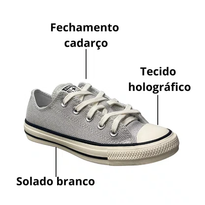 Tênis All Star Unissex Prata Opaca Cadarço 
